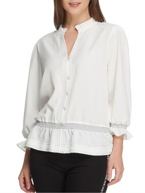 Karl Lagerfield White 3/4 Sleeve Blouse